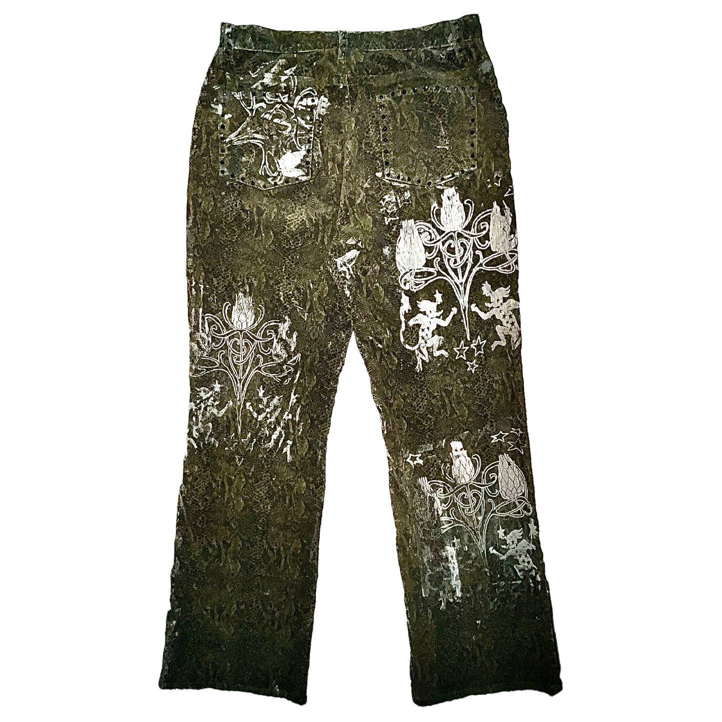 floral/goblins - snakeskin print corduroy pants