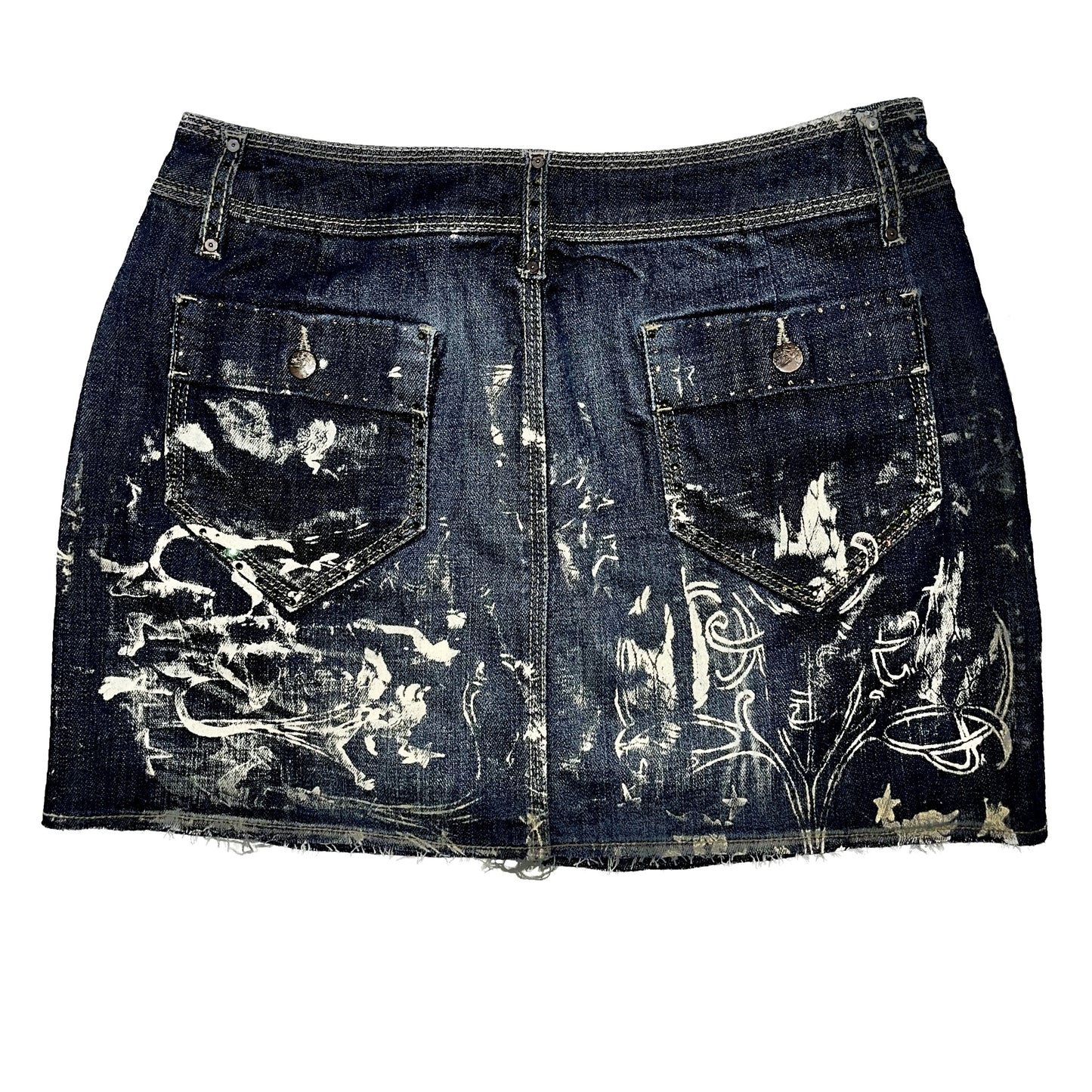 floral/goblins - denim mini skirt