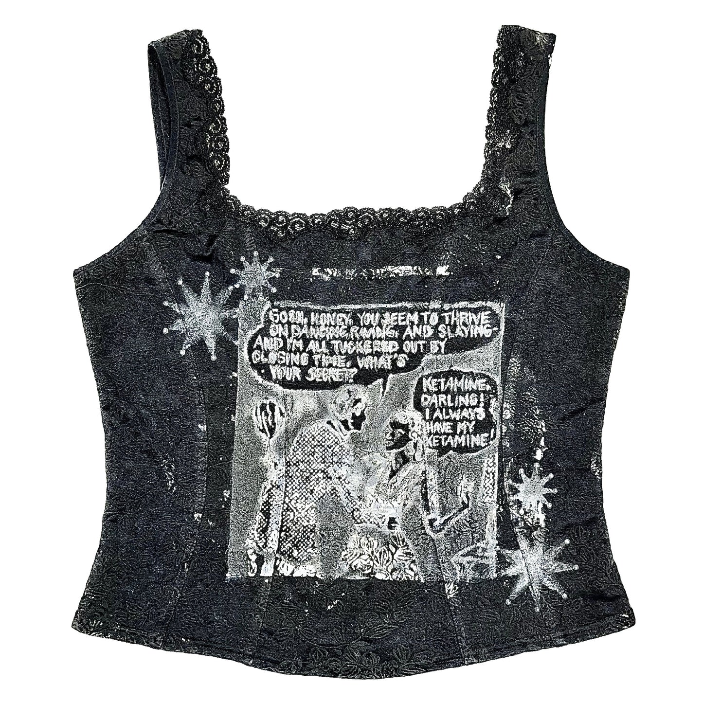 ketamine/rave - black lace tank